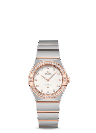 Omega - 131.25.28.60.52.001  Constellation Manhattan 28 Quartz Stainless Steel / Sedna Gold / Silver-Diamond / Diamond