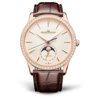 Jaeger-LeCoultre - 1362502  Master Ultra Thin Moon Pink Gold - Diamond / Eggshell / Alligator