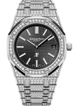 Audemars Piguet - 15202BC.ZZ.1241BC.03  Royal Oak Extra-Thin White Gold / Diamond / Black