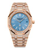 Audemars Piguet - 15202OR.ZZ.1241OR.01  Royal Oak Extra-Thin Pink Gold / Diamond / Blue