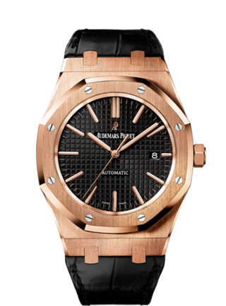 Audemars Piguet - 15400OR.OO.D002CR.01  Royal Oak 15400 Pink Gold / Black / Strap