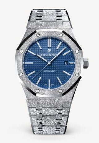 Audemars Piguet - 15410BC.GG.1224BC.01  Royal Oak 15410 Frosted White Gold / Blue