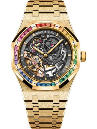 Audemars Piguet - 15412BA.YG.1224BA.01  Royal Oak 41 Double Balance Wheel Openworked Frosted Yellow Gold - Rainbow