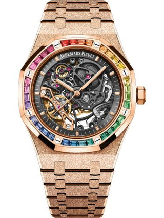 Audemars Piguet - 15412OR.YG.1224OR.01  Royal Oak 41 Double Balance Wheel Openworked Frosted Pink Gold / Rainbow