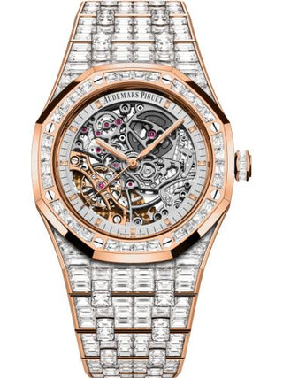 Audemars Piguet - 15417OR.ZZ.1267OR.01  Royal Oak 41 Double Balance Wheel Openworked Pink Gold / Baguette