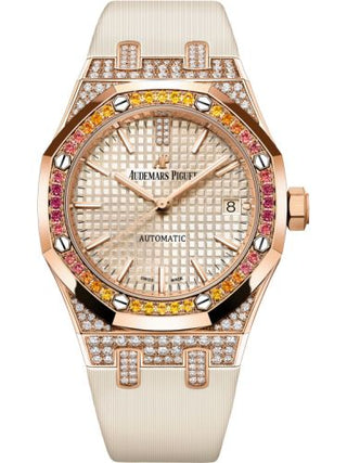 Audemars Piguet - 15452OR.ZY.D038VE.01  Royal Oak Selfwinding 37 Pink Gold / Sapphire / Beige