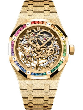 Audemars Piguet - 15468BA.YG.1259BA.01  Royal Oak 37 Double Balance Wheel Openworked Frosted Yellow Gold / Rainbow