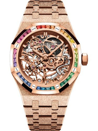 Audemars Piguet - 15468OR.YG.1259OR.01  Royal Oak 37 Double Balance Wheel Openworked Frosted Pink Gold / Rainbow