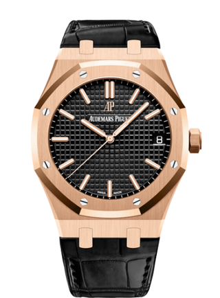 Audemars Piguet - 15500OR.OO.D002CR.01  Royal Oak 15500 Pink Gold / Black / Strap