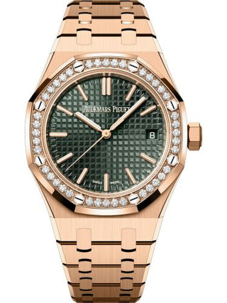 Audemars Piguet - 15551OR.ZZ.1356OR.03  Royal Oak Selfwinding 37 Pink Gold - Diamond / Khaki Green / 50th Anniversary