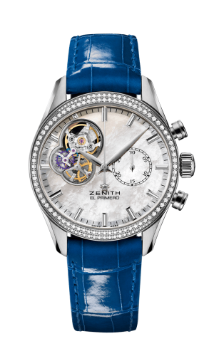 Zenith - 16.2150.4062/81.C754  El Primero Chronomaster Lady 38 Stainless Steel / Diamond / Mother of Pearl / Alligator