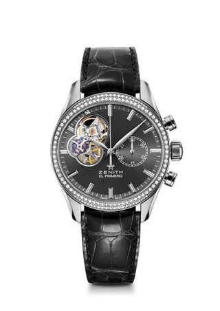 Zenith - 16.2150.4062/91.C760  El Primero Chronomaster Lady 38 Stainless Steel / Diamond / Slate / Alligator