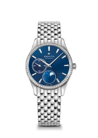 Zenith - 16.2310.692/51.M2310  Elite Ultra Thin Lady Moonphase Blue / Diamond / Bracelet