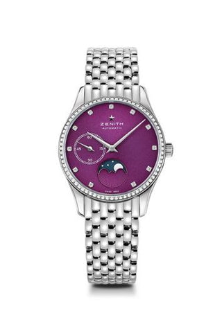 Zenith - 16.2310.692/92.M2310  Elite Ultra Thin Lady Moonphase Purple / Diamond / Bracelet