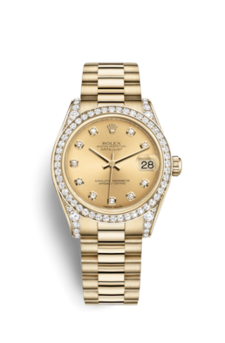 Rolex - 178158-0009  Datejust 31 Yellow Gold Diamond / President / Champagne Diamond