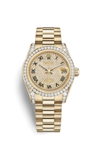 Rolex - 178158-0022  Datejust 31 Yellow Gold Diamond / President / Paved Roman