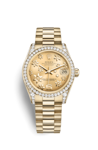 Rolex - 178158-0057  Datejust 31 Yellow Gold Diamond / President / Champagne Floral