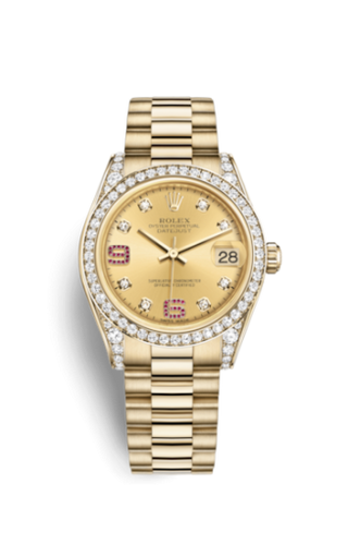 Rolex - 178158-0070  Datejust 31 Yellow Gold Diamond / President / Champagne Diamonds Rubies