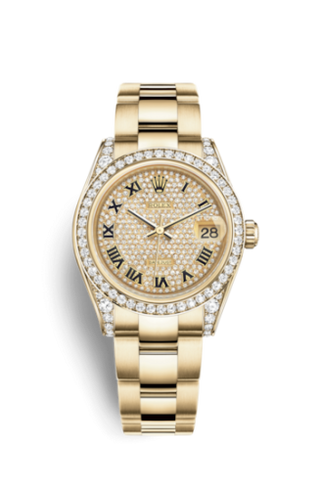 Rolex - 178158-0084  Datejust 31 Yellow Gold Diamond / Oyster / Paved Roman