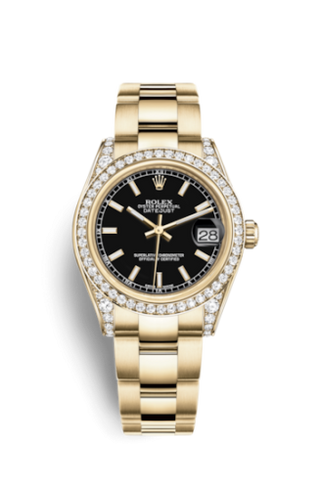 Rolex - 178158-0089  Datejust 31 Yellow Gold Diamond / Oyster / Black