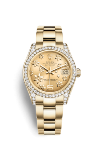 Rolex - 178158-0091  Datejust 31 Yellow Gold Diamond / President / Champagne Floral