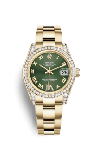 Rolex - 178158-0092  Datejust 31 Yellow Gold Diamond / Oyster / Olive Roman