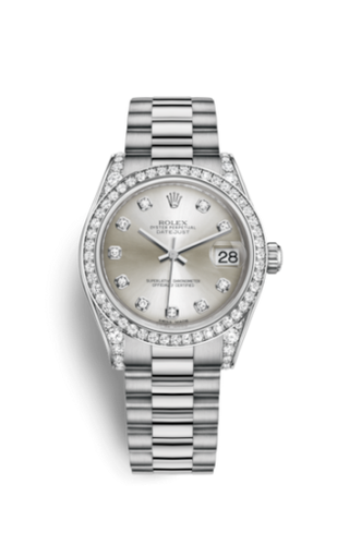 Rolex - 178159-0010  Datejust 31 White Gold Diamond / President / Silver Diamond