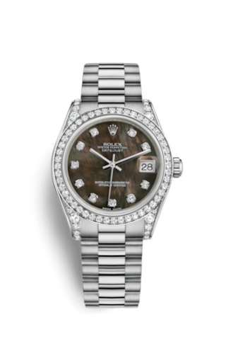 Rolex - 178159-0015  Datejust 31 White Gold Diamond / President / Black MOP