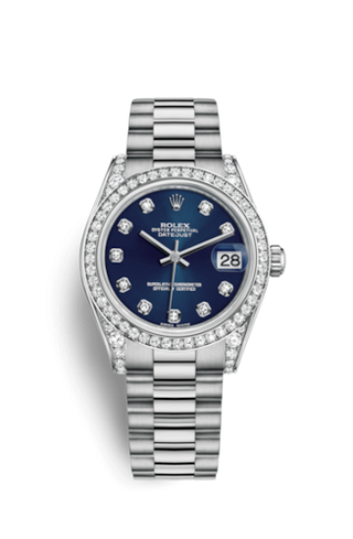 Rolex - 178159-0020  Datejust 31 White Gold Diamond / President / Blue Diamond