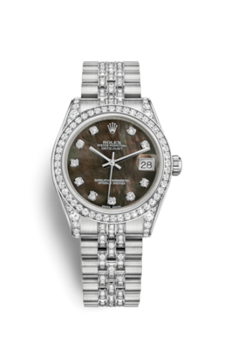 Rolex - 178159-0039  Datejust 31 White Gold Diamond / Jubilee Diamond / Black MOP