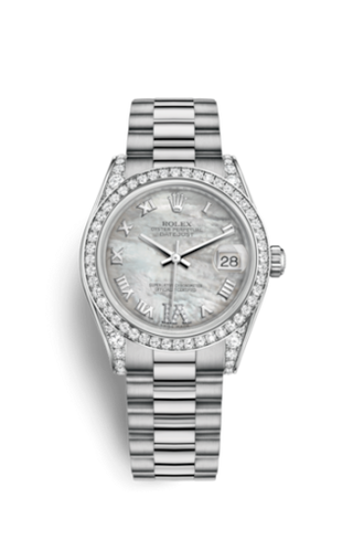 Rolex - 178159-0051  Datejust 31 White Gold Diamond / President / MOP Roman