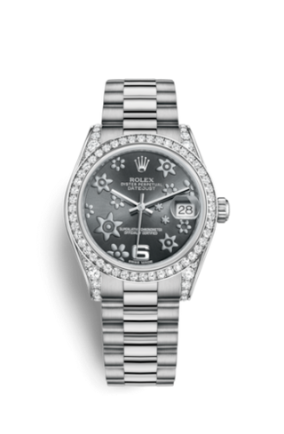 Rolex - 178159-0053  Datejust 31 White Gold Diamond / President / Dark Rhodium Floral