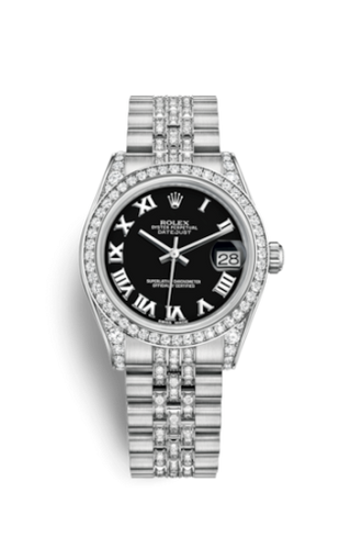 Rolex - 178159-0061  Datejust 31 White Gold Diamond / Jubilee Diamond / Black Roman