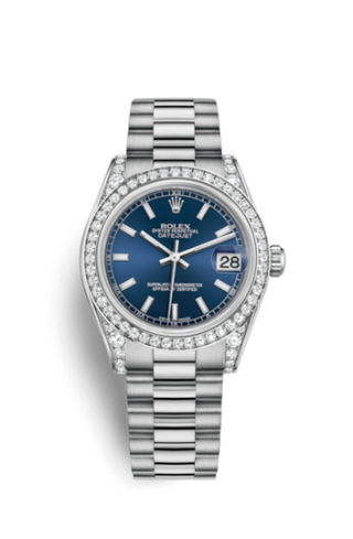 Rolex - 178159-0067  Datejust 31 White Gold Diamond / President / Blue