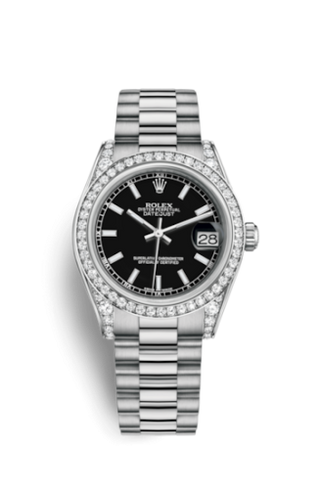 Rolex - 178159-0068  Datejust 31 White Gold Diamond / President / Black