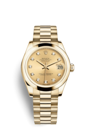 Rolex - 178248-0028  Datejust 31 Yellow Gold Domed / President / Champagne Diamond