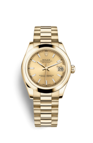 Rolex - 178248-0048  Datejust 31 Yellow Gold Domed / President / Champagne