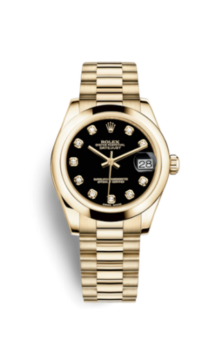 Rolex - 178248-0050  Datejust 31 Yellow Gold Domed / President / Black Diamond