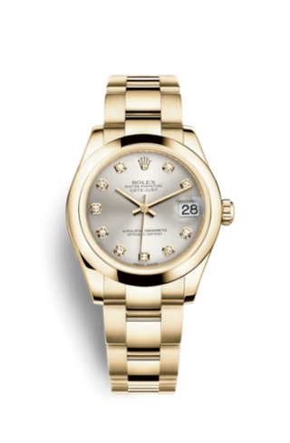 Rolex - 178248-0054  Datejust 31 Yellow Gold Domed / Oyster / Silver Diamonds