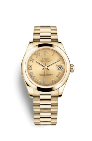 Rolex - 178248-0080  Datejust 31 Yellow Gold Domed / President / Champagne Roman