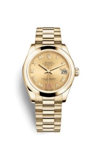 Rolex - 178248-0087  Datejust 31 Yellow Gold Domed / President / Champagne Roman