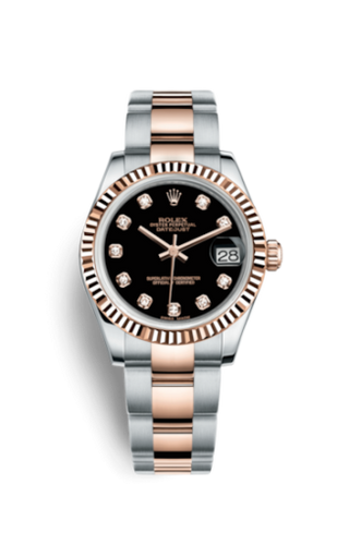 Rolex - 178271-0049  Datejust 31 Rolesor Everose Fluted / Oyster / Black Diamond