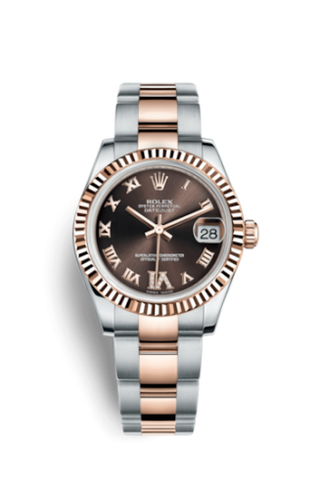 Rolex - 178271-0075  Datejust 31 Rolesor Everose Fluted / Oyster / Chocolate Roman