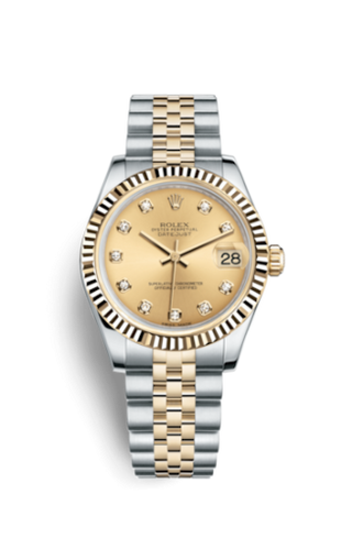 Rolex - 178273-0002  Datejust 31 Rolesor Yellow Fluted / Jubilee / Champagne Diamond