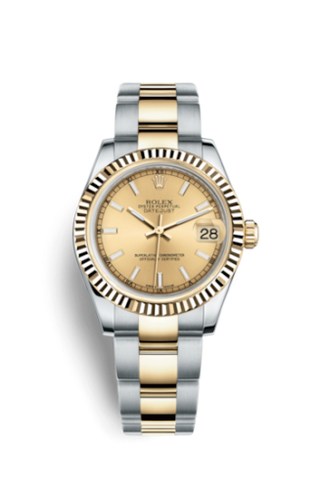 Rolex - 178273-0009  Datejust 31 Rolesor Yellow Fluted / Oyster / Champagne