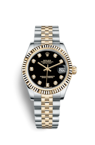 Rolex - 178273-0020  Datejust 31 Rolesor Yellow Fluted / Jubilee / Black Diamond