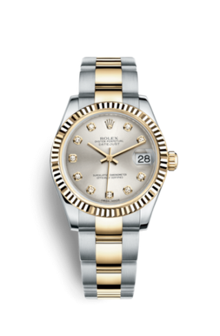 Rolex - 178273-0040  Datejust 31 Rolesor Yellow Fluted / Oyster / Silver Diamond