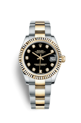 Rolex - 178273-0045  Datejust 31 Rolesor Yellow Fluted / Oyster / Black Diamond