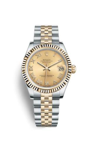 Rolex - 178273-0087  Datejust 31 Rolesor Yellow Fluted / Jubilee / Champagne Roman