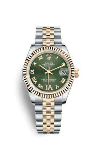 Rolex - 178273-0090  Datejust 31 Rolesor Yellow Fluted / Jubilee / Olive Green Roman